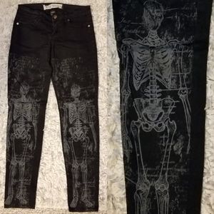 Lip Service Skeleton Print Black Skinny Jeans